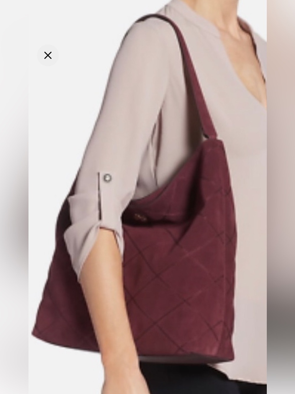 Tory Burch NWT Port Frida Stitched Suede Hobo
Tote Quilted Burgundy (bags17)